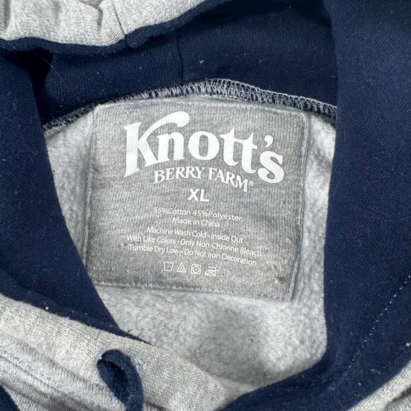 Knott’s Berry Farm California Hoodie Sweatshirt Gray Navy Logo Pullover XL - Picture 3 of 7